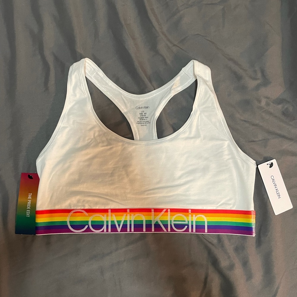 NWT Calvin Kline sports bra- pride line